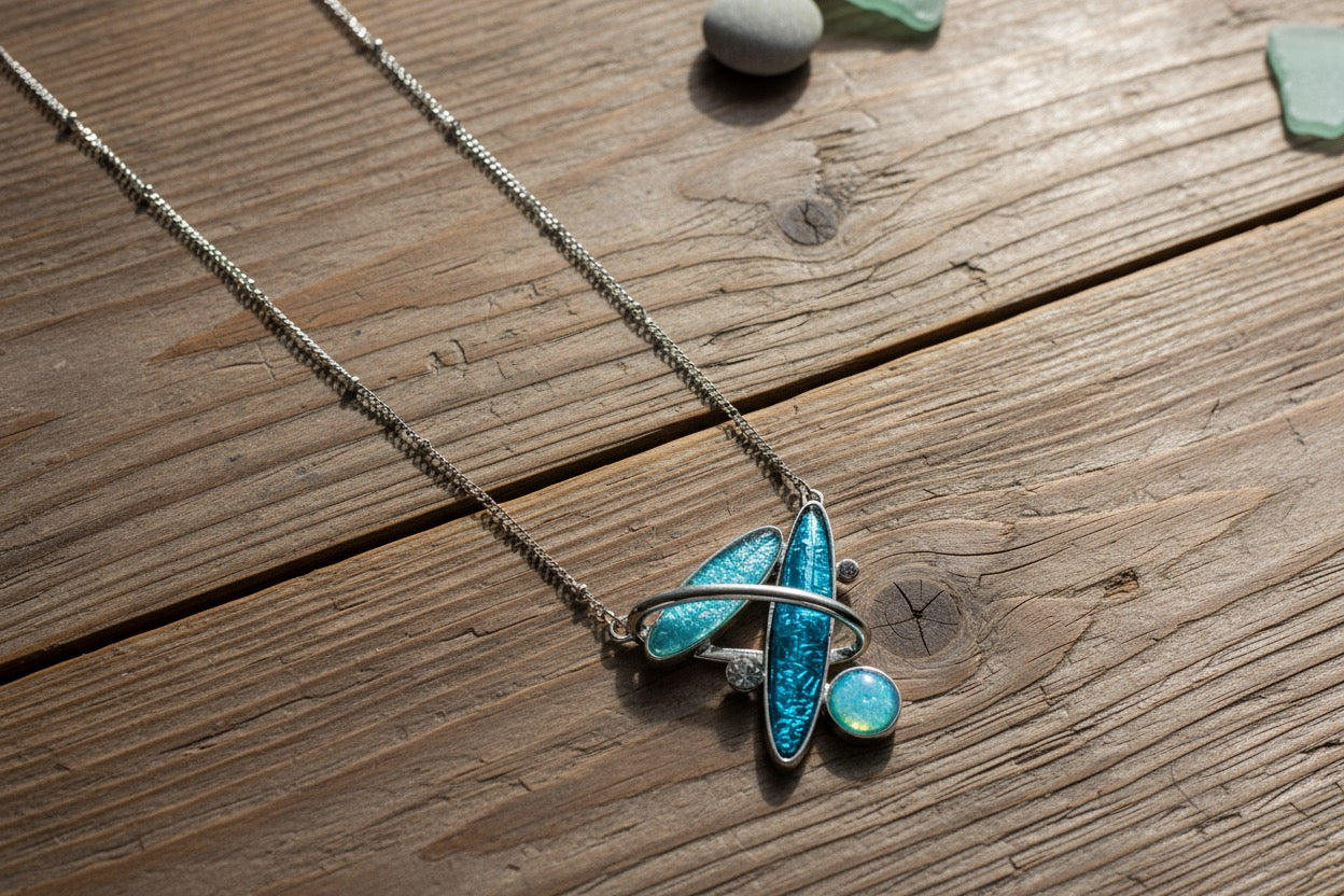 Miss Milly Turquoise Blue Abstract necklace from Pixi Daisy