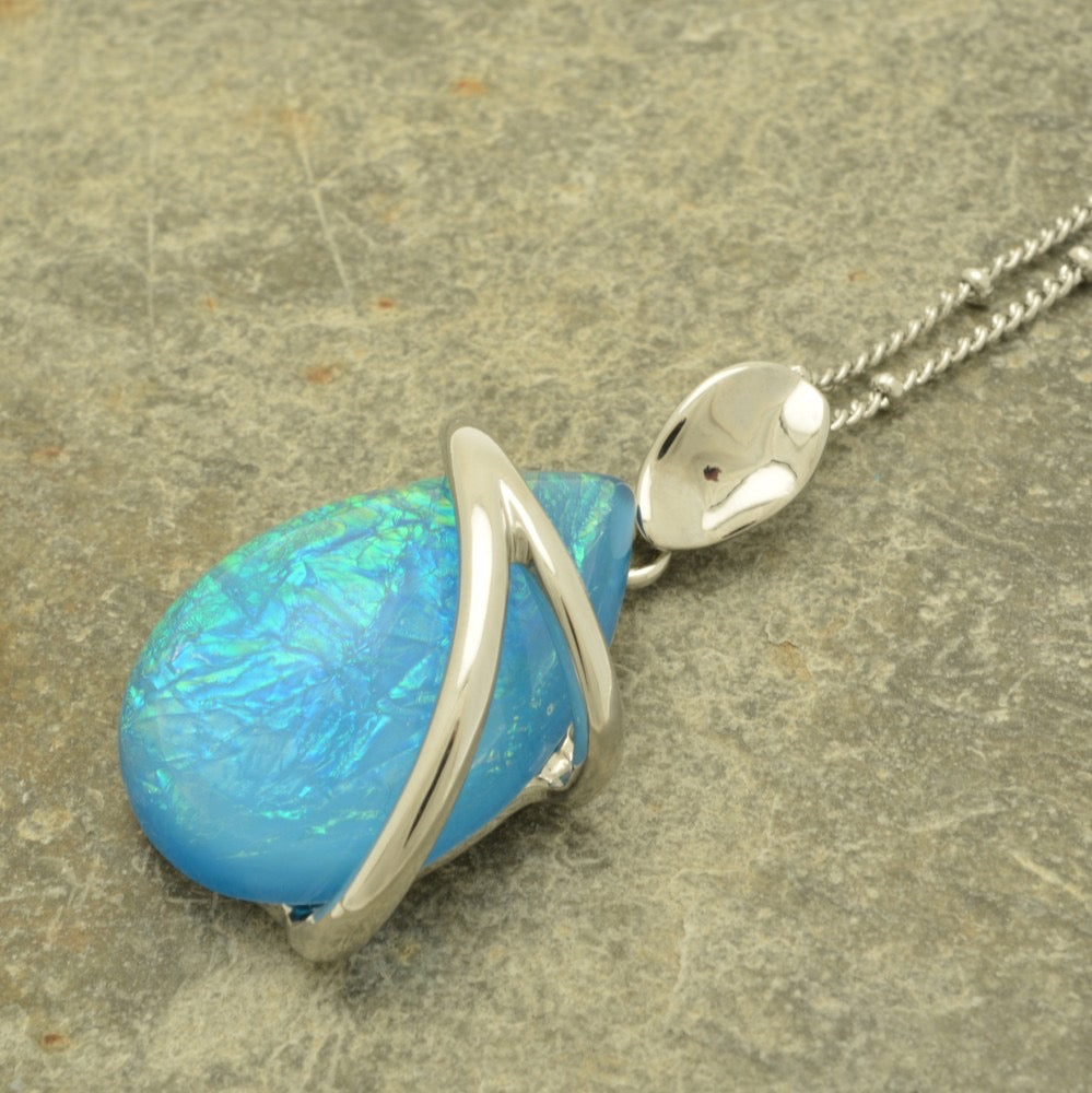 Miss Milly Iridescent Blue Teardrop Pendant from Pixi Daisy