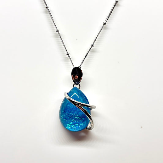 Miss Milly Iridescent Blue Teardrop Pendant from Pixi Daisy