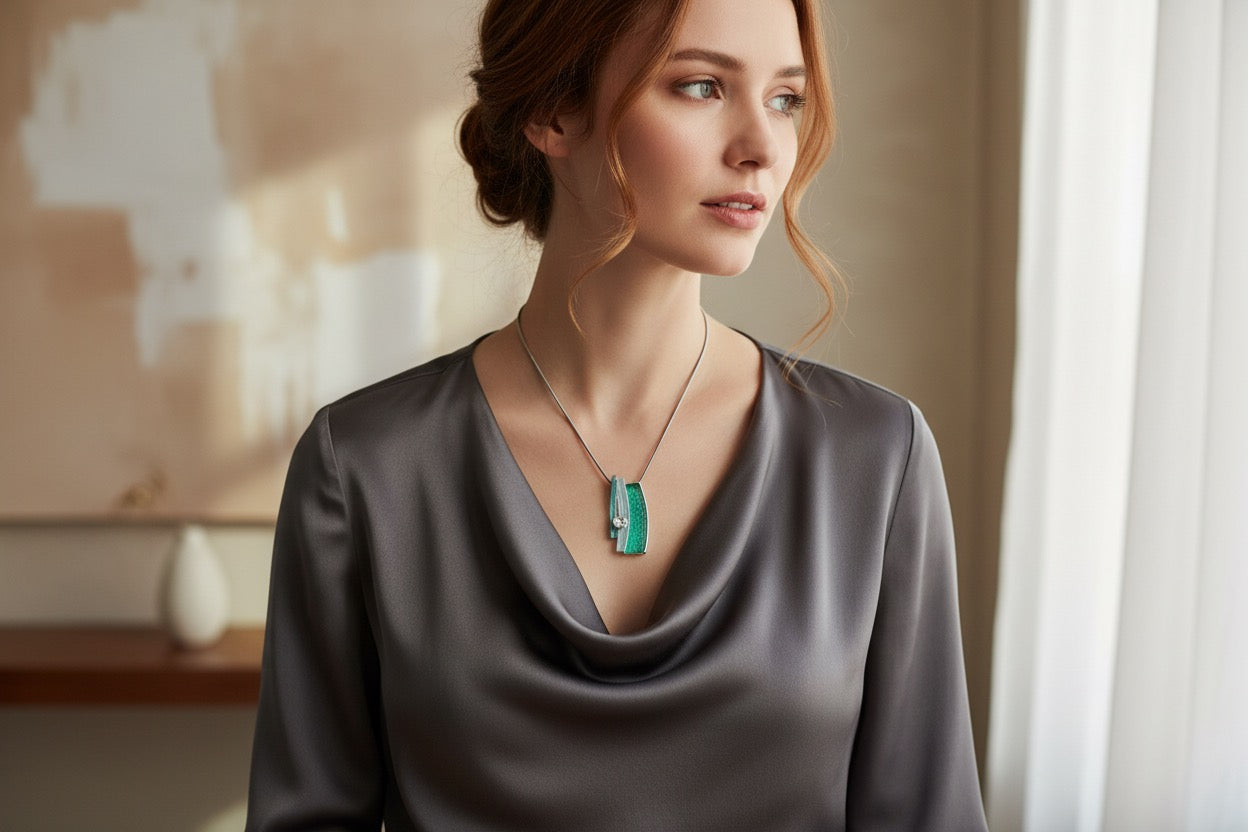 Miss Milly Mint Green Stripes necklace from Pixi Daisy