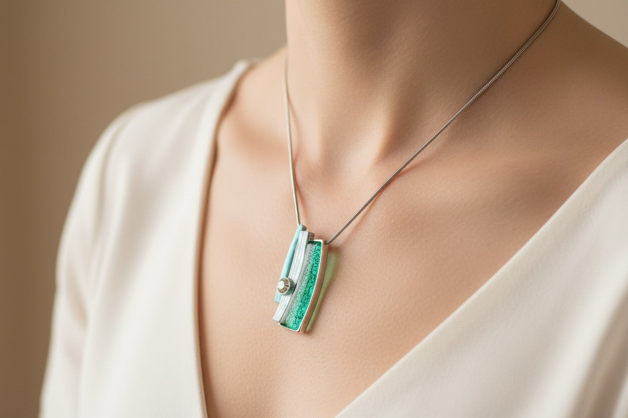 Miss Milly Mint Green Stripes necklace from Pixi Daisy