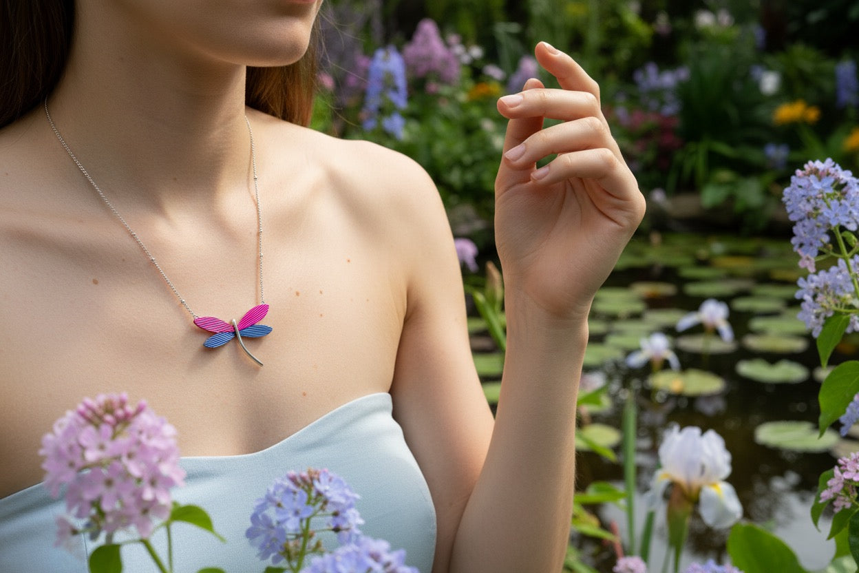 Miss Milly Pink & Blue Dragonfly necklace from Pixi Daisy