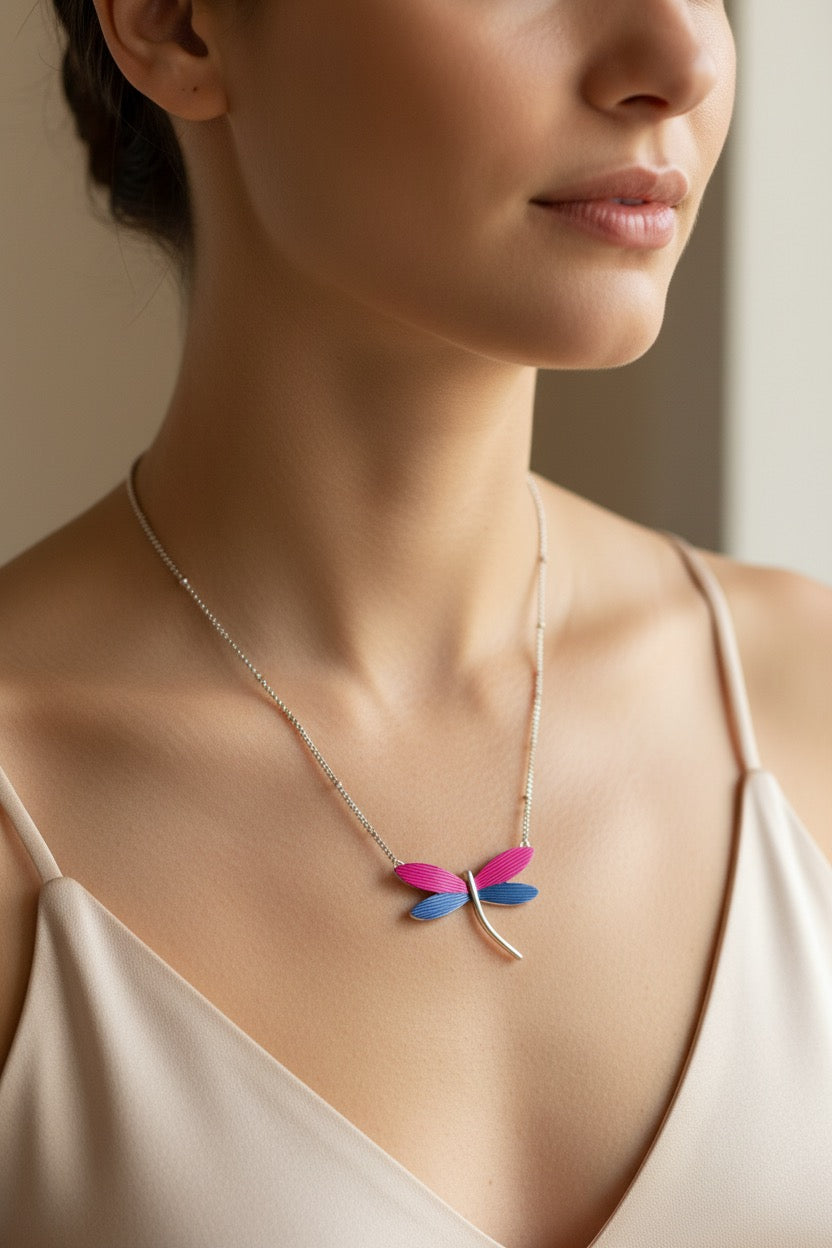 Miss Milly Pink & Blue Dragonfly necklace from Pixi Daisy