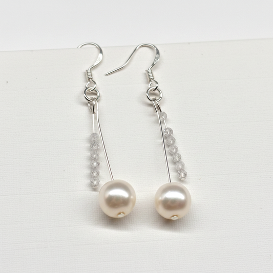 Freshwater Pearl & Crystal Drop Earrings from pixi daisy
