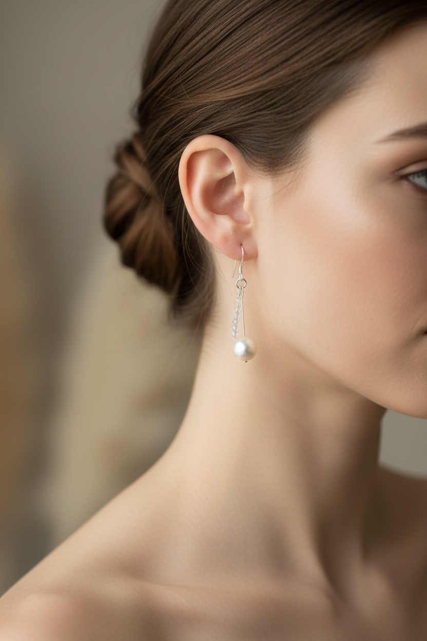 Freshwater Pearl & Crystal Drop Earrings  from pixi daisy