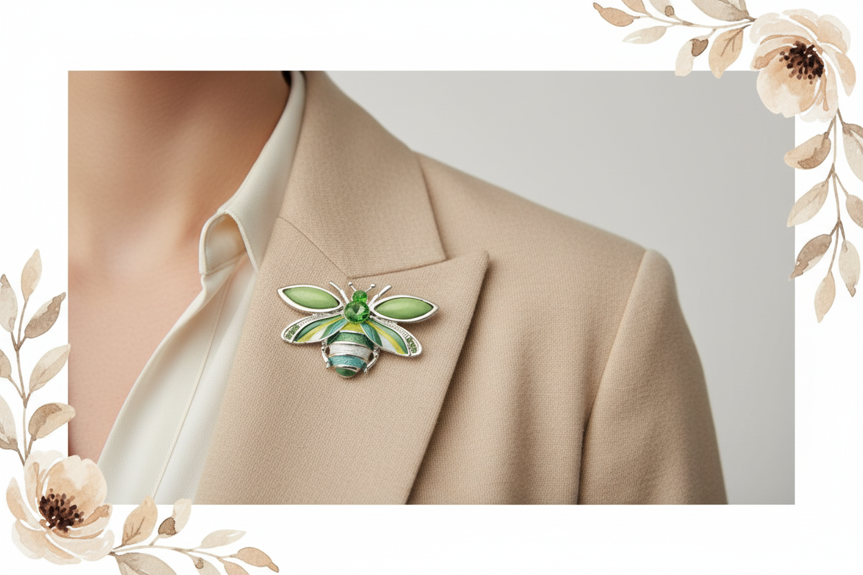 Miss Milly Magnetic Green bee brooch from Pixi Daisy