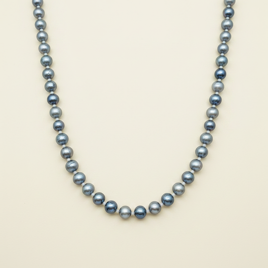 Grey Pearl Necklace - Cream Background