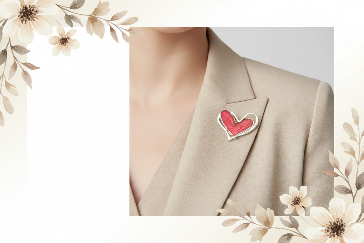 Miss Milly Red Heart Magnetic Brooch  from Pixi Daisy