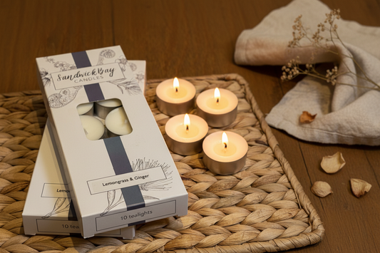 Sandwick Bay Lemongrass & Ginger tea lights from Pixi Daisy