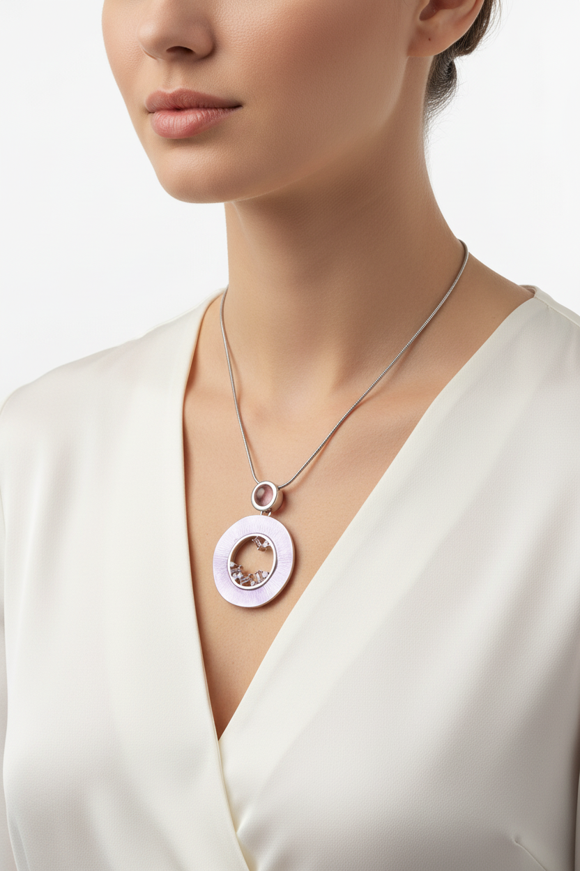 Miss Milly Light Purple Crystal hoop pendant from Pixi Daisy