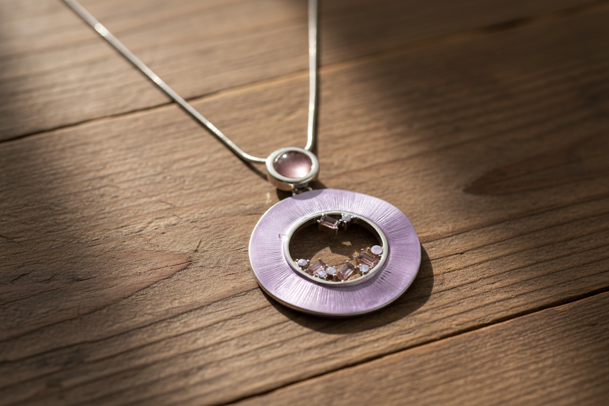 Miss Milly Light Purple Crystal hoop pendant from Pixi Daisy