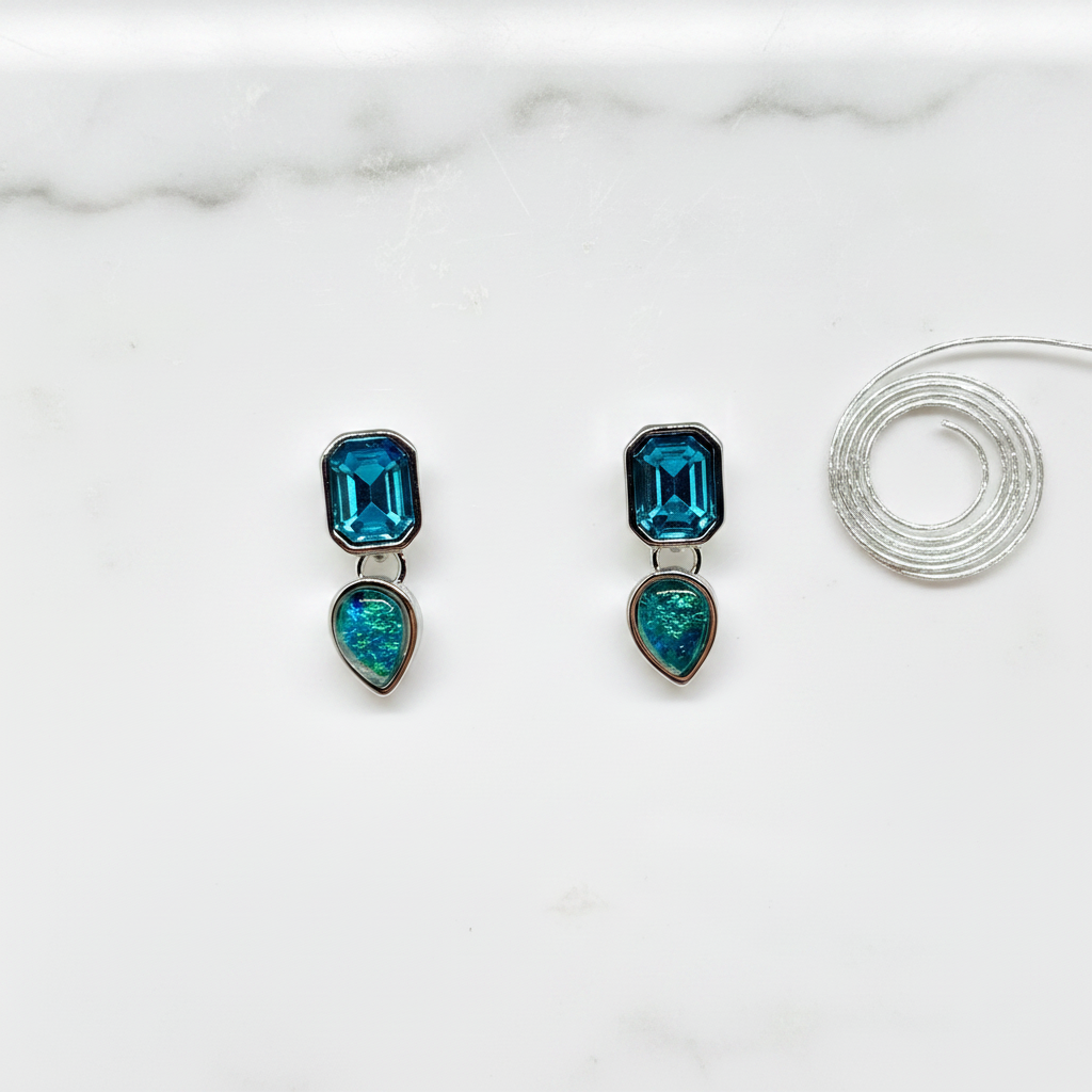 Miss Milly Blue Sparkles Earrings - Flat Lay