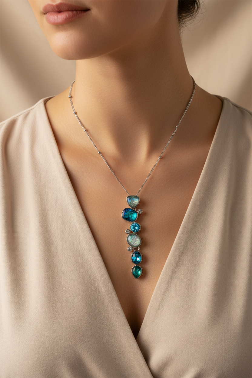 Miss Milly Blue Sparkles Necklace - Model Close-Up