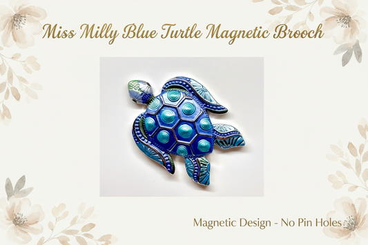 Miss Milly Blue Turtle Magnetic Brooch from Pixi Daisy