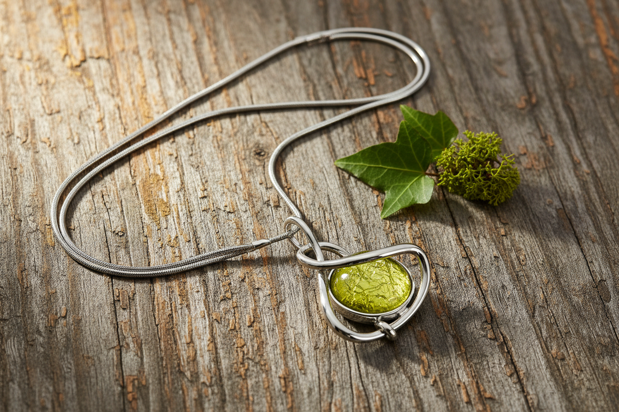 Miss Milly Green Twisted Necklace - Rustic Background