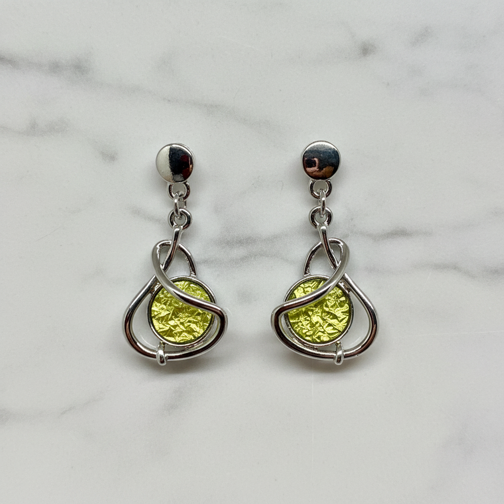 Miss Milly Lime Green Earrings - Flat Lay
