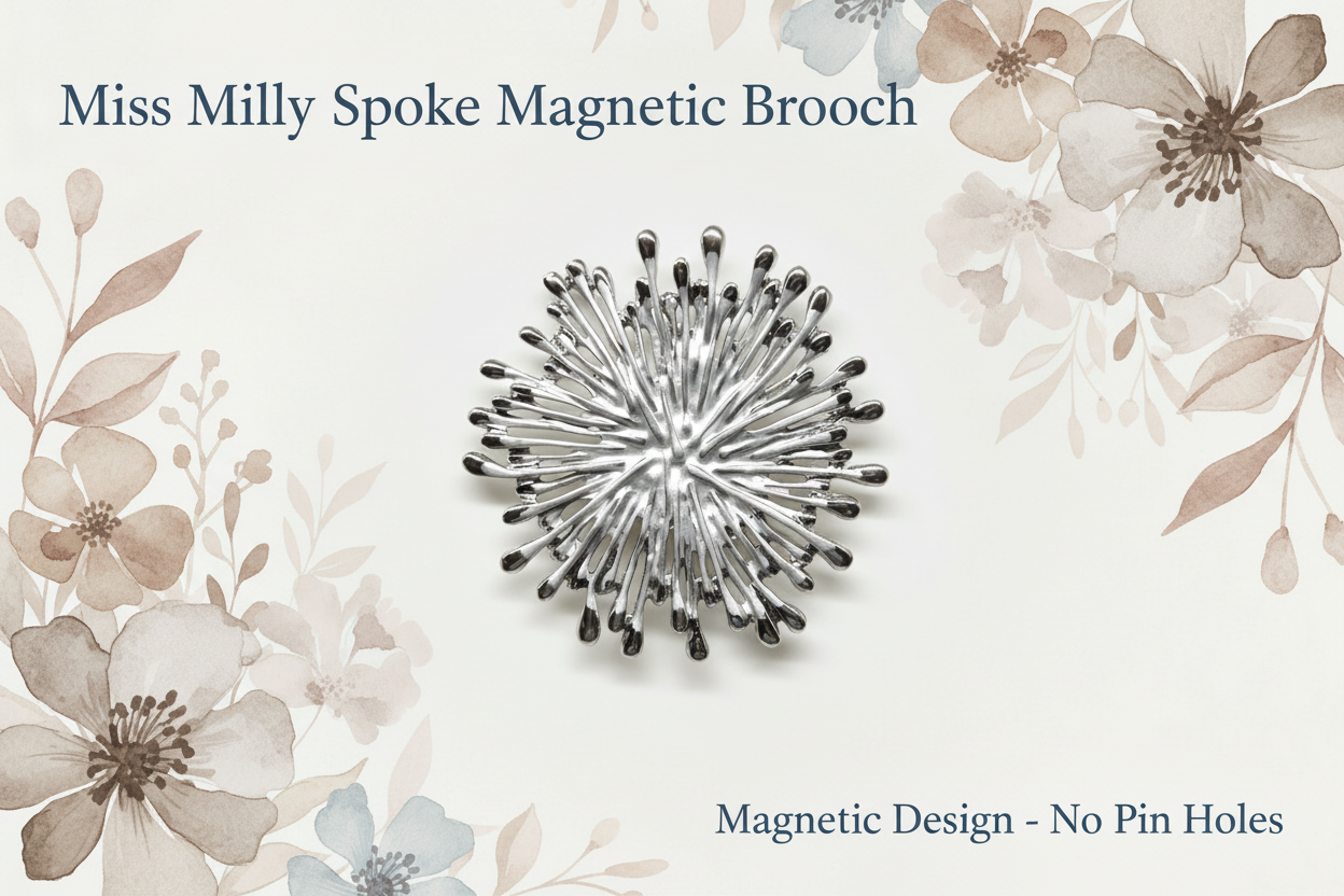 Miss Milly Silver Spoke Magnetic Brooch from Pixi Daisy