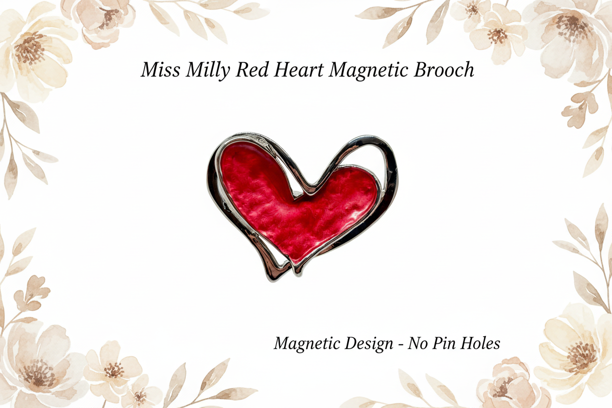 Miss Milly Red Heart Magnetic Brooch  from Pixi Daisy
