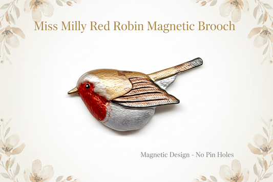 Miss Milly Red Robin magnetic brooch from Pixi Daisy