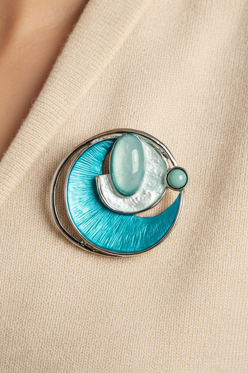 Miss Milly Turquoise Crescent Magnetic Brooch from Pixi Daisy