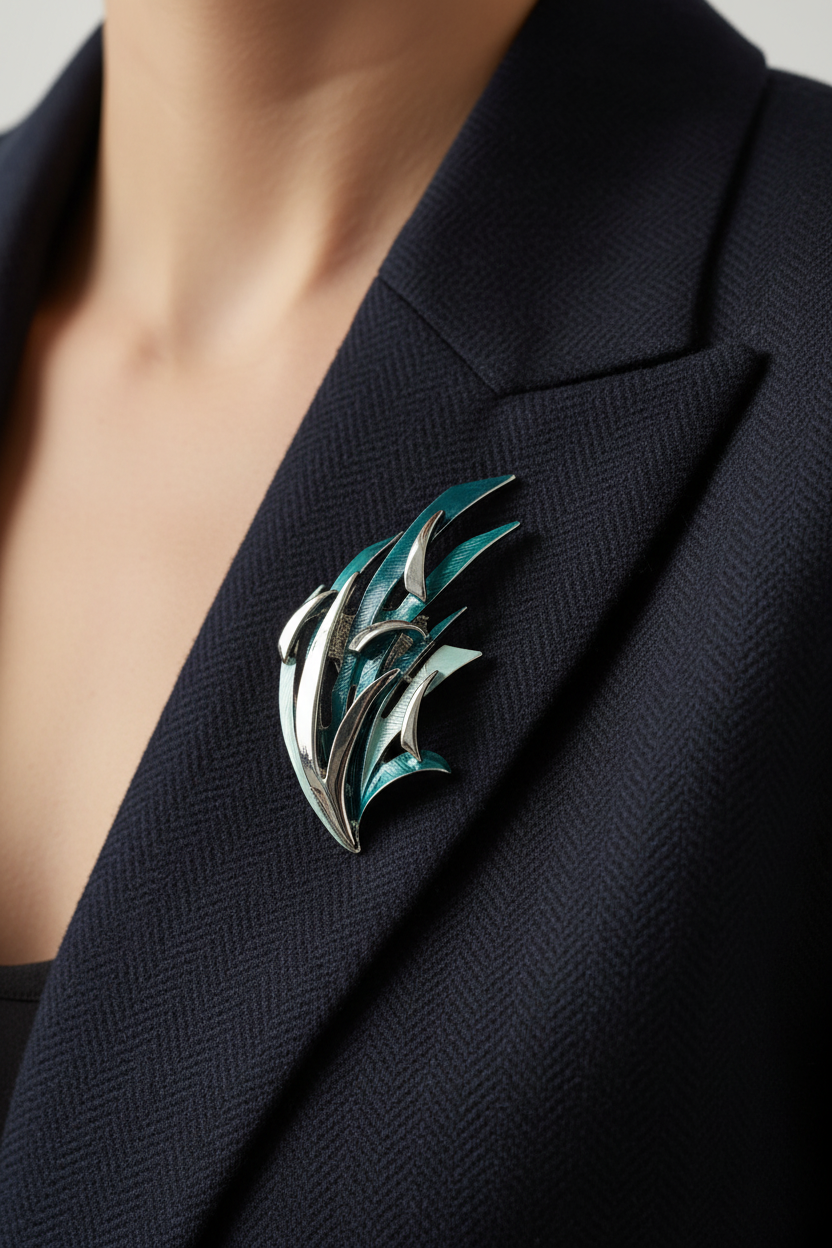 Miss Milly Turquoise Sail Magnetic Brooch on Model