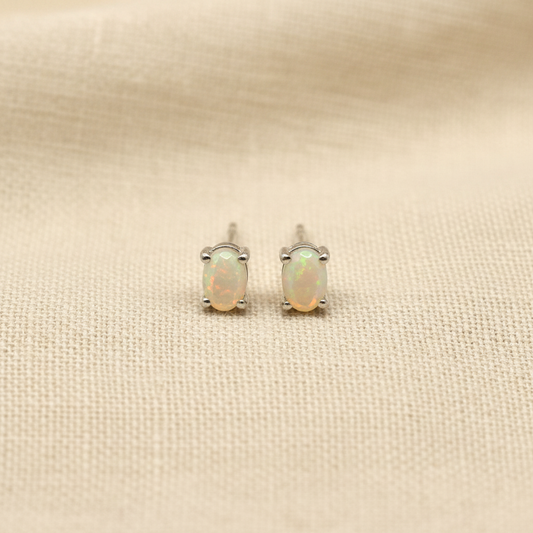 Oval White Opal Stud Earrings from pixi daisy