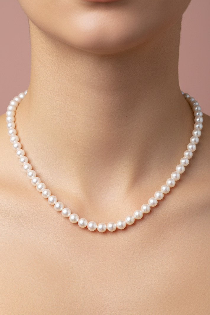 Pearl Necklace On-Model Close-Up