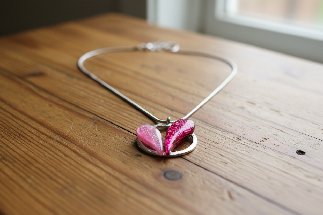 Miss Milly Necklace with pink teardrop-shaped pendants from Pixi Daisy