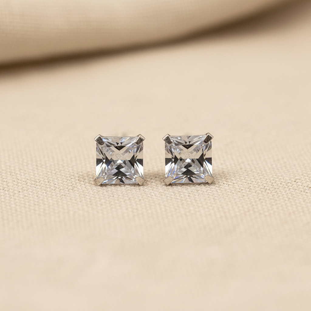 Princess Cut Clear CZ Stud Earrings from pixi daisy