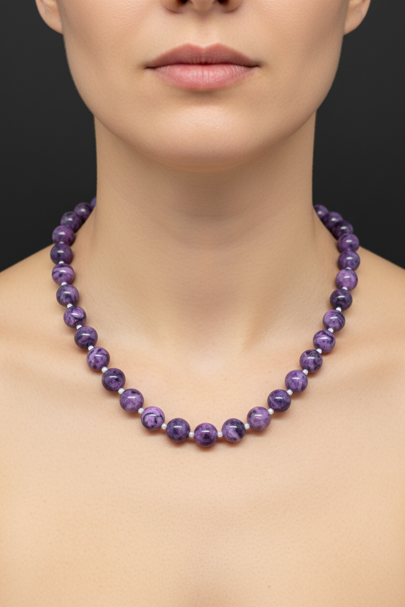 Purple crazy lace agate neckalce from pixi daisy