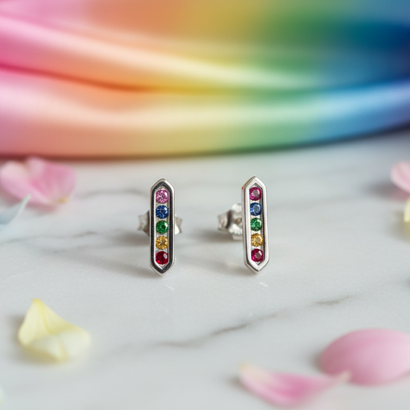 Rainbow Bar Stud Earrings from Pixi Daisy