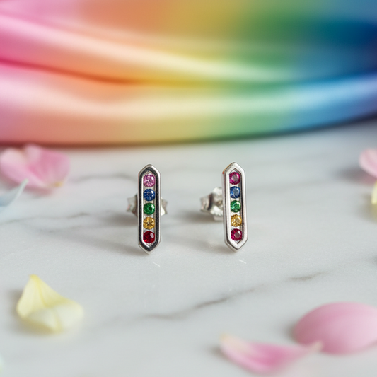 Rainbow Bar Stud Earrings from Pixi Daisy