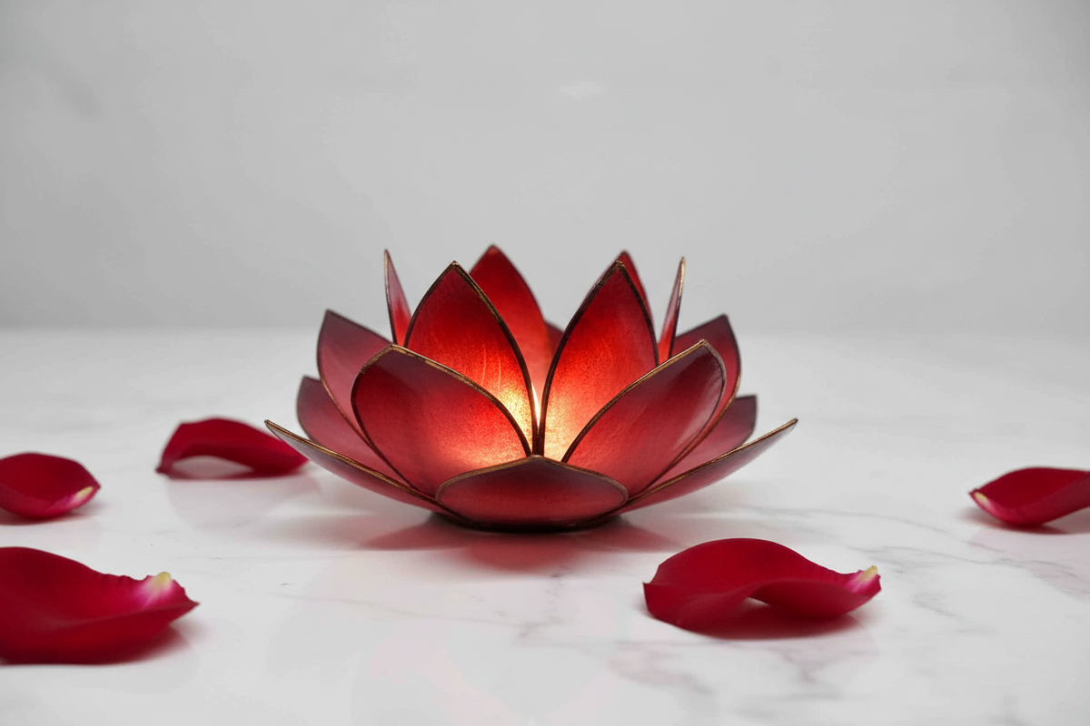 Red Lotus Flower tea light holder from Pixi Daisy