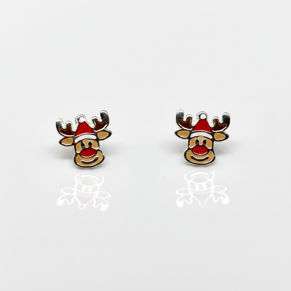 Reindeer Sterling Silver Ear Studs from Pixi Daisy