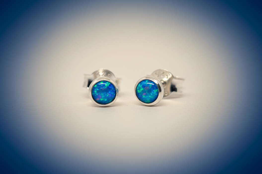Round Blue Opal Earrings from Pixi Daisy