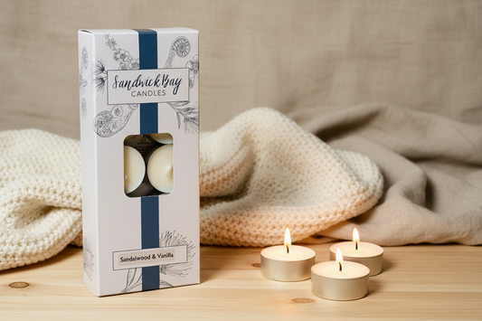 Sandwick Bay Sandalwood & Vanilla Tea Lights from Pixi Daisy