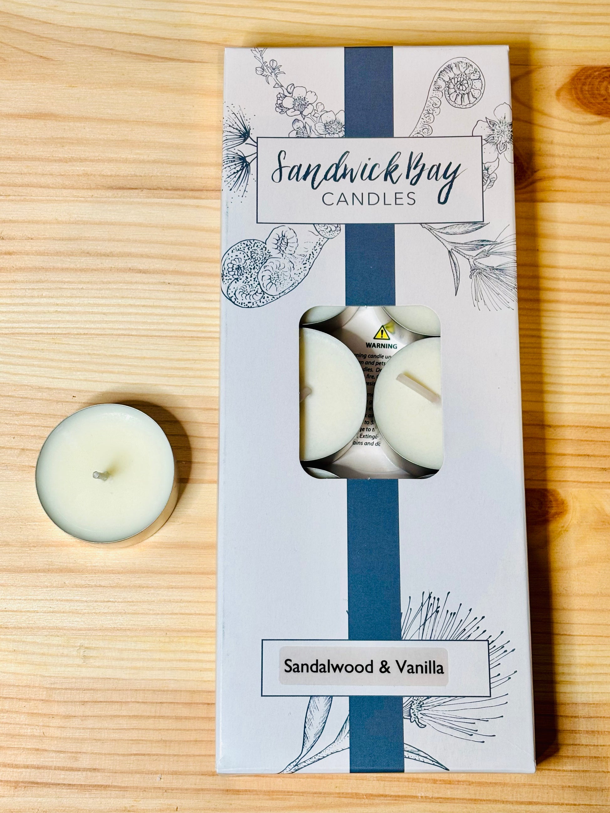 Sandwick Bay Sandalwood & Vanilla Tea Lights from Pixi Daisy