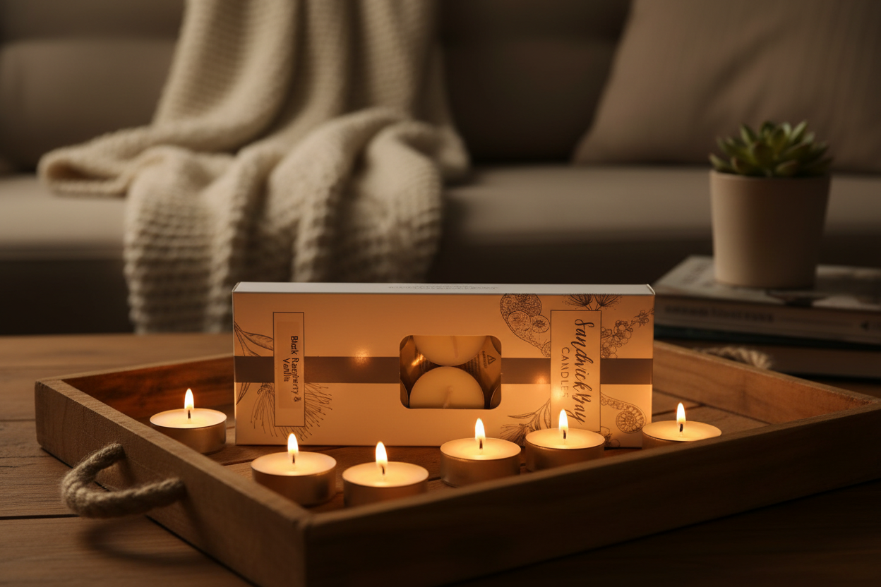 Sandwick Bay Black Raspberry & Vanilla tea light candles from Pixi Daisy