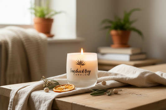 Sandwick Bay Candles Orange & Sage Lifestyle Image