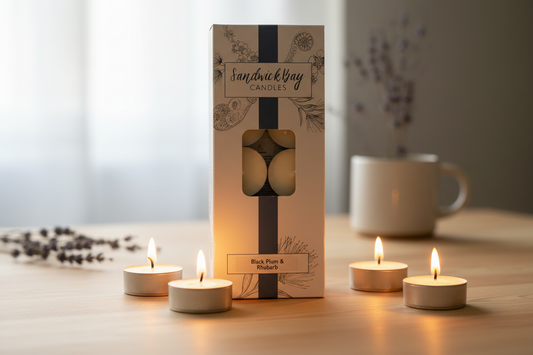 Sandwick Bay Tea Lights Black Plum & Rhubarb from Pixi Daisy