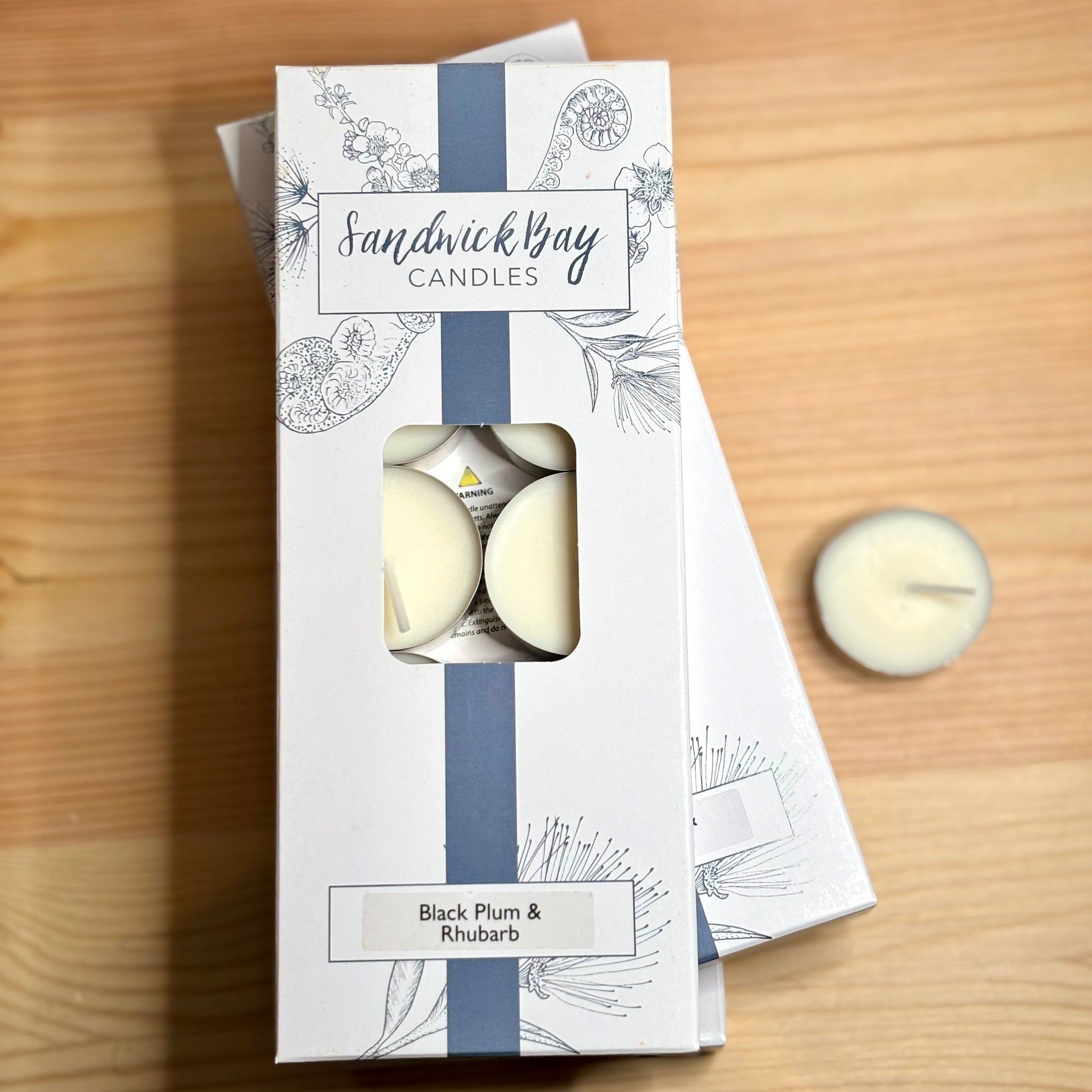 Black Plum & Rhubarb Tea Light Candles from Pixi Daisy