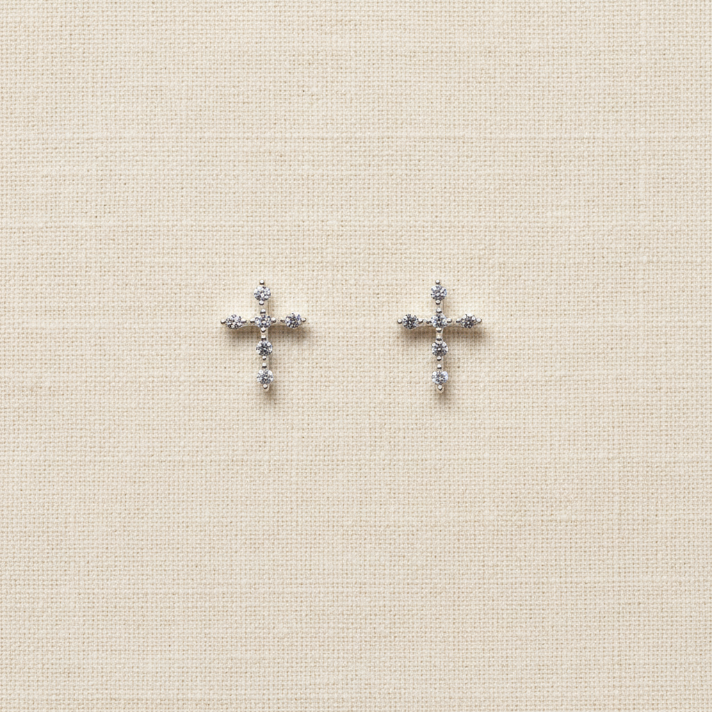 Silver Cross Sterling Silver Stud Earrings from pixi daisy