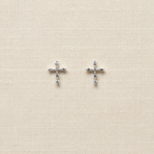 Silver Cross Sterling Silver Stud Earrings from pixi daisy