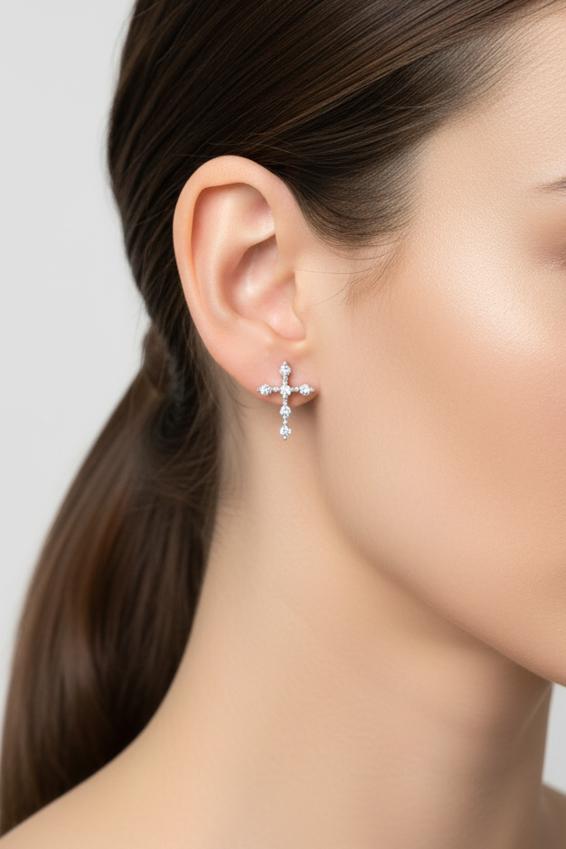 Silver Cross Stud Earrings from pixi daisy
