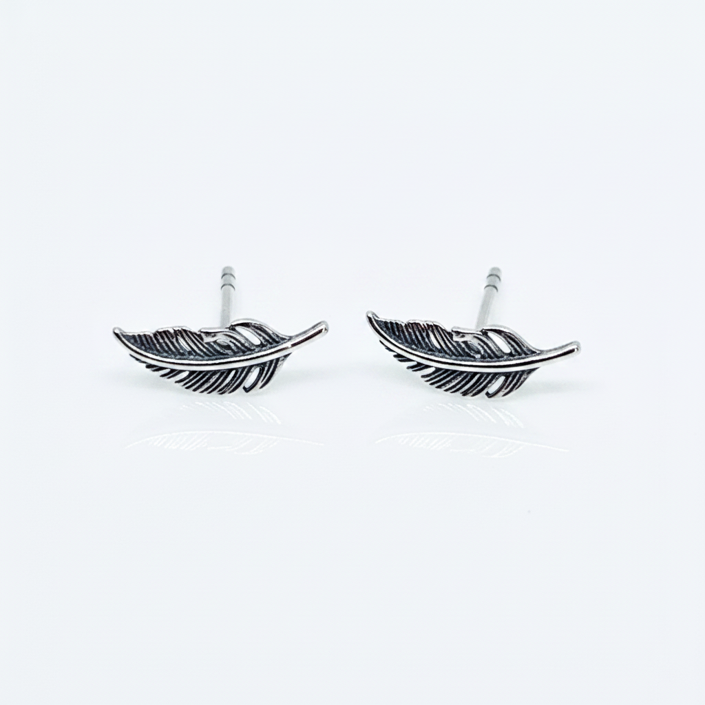 Feather Sterling Silver Stud Earrings - pixi-daisy
