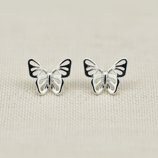 Silver Filigree Butterfly Stud Earrings from pixi daisy