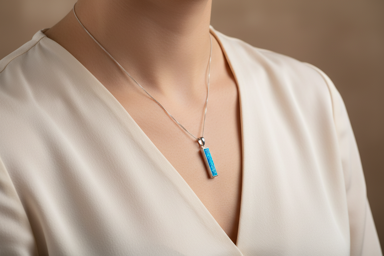 Blue Opal Pendant Necklace | Sterling Silver | Pixi Daisy