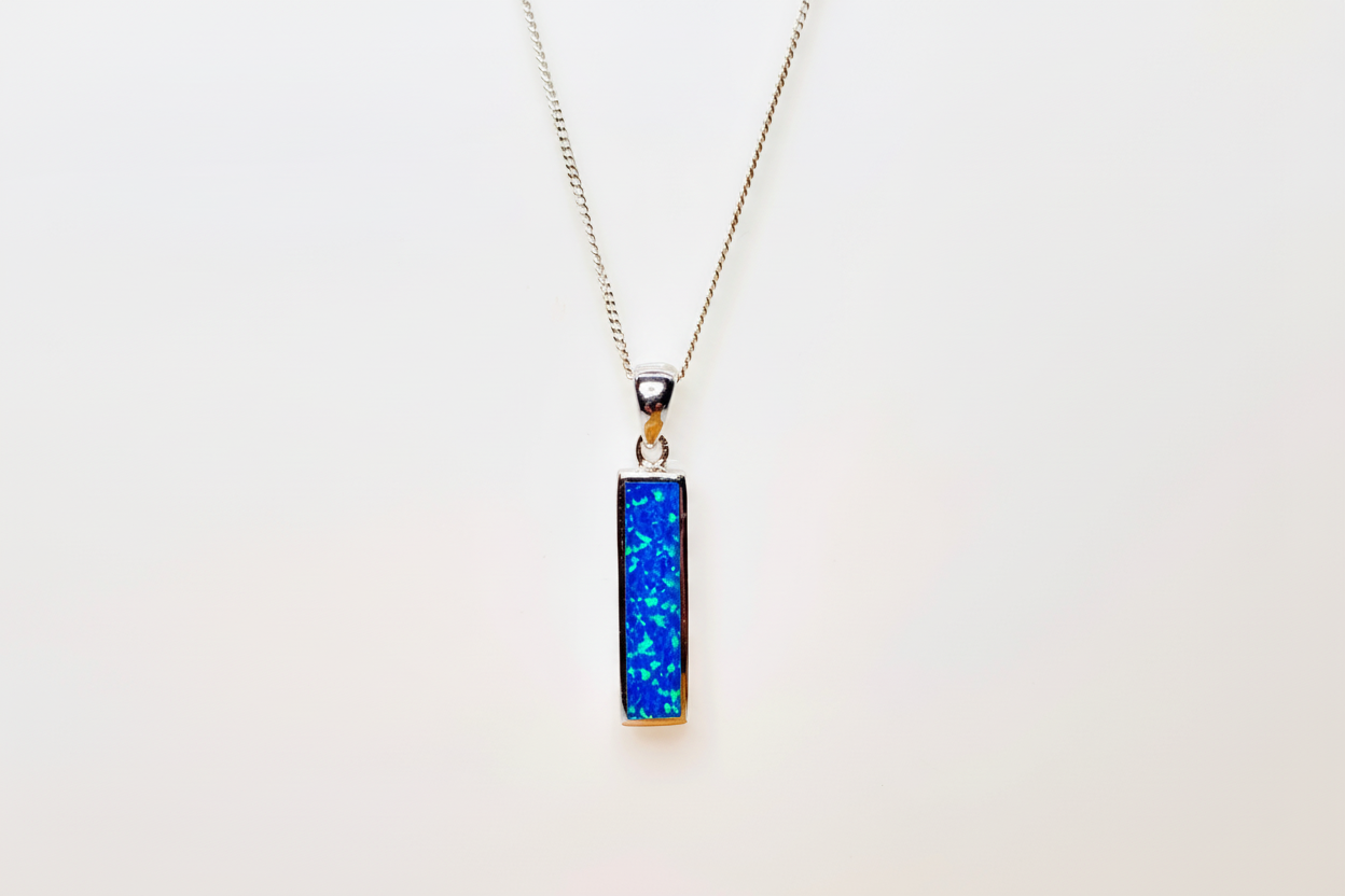 Blue Opal Pendant Necklace | Sterling Silver | Pixi Daisy