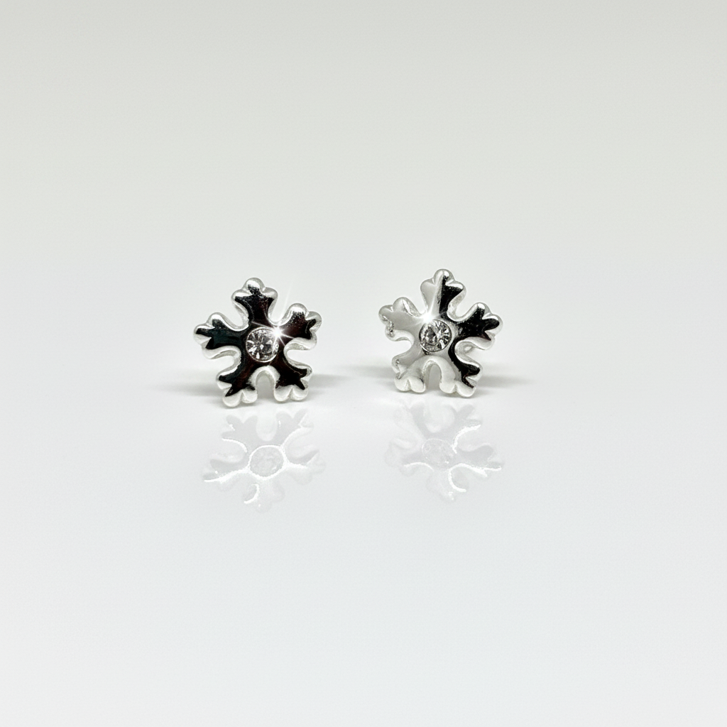 Snowflake Sterling Silver Crystal Ear Studs  from Pixi Daisy