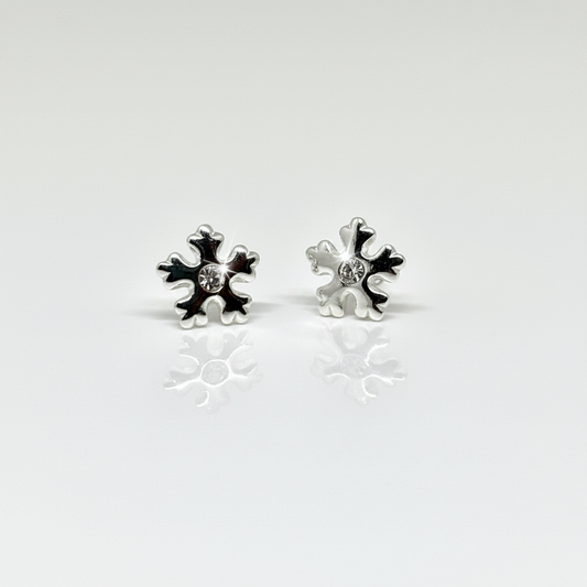 Snowflake Sterling Silver Crystal Ear Studs  from Pixi Daisy